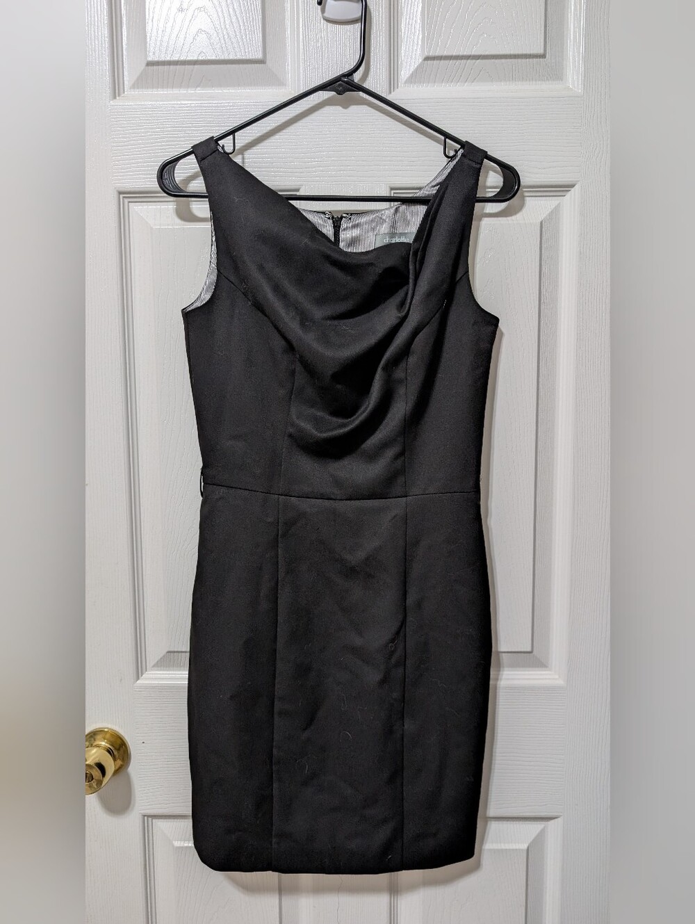 Charlotte Russe Black Draped Neck Mini Dress Size SMALL